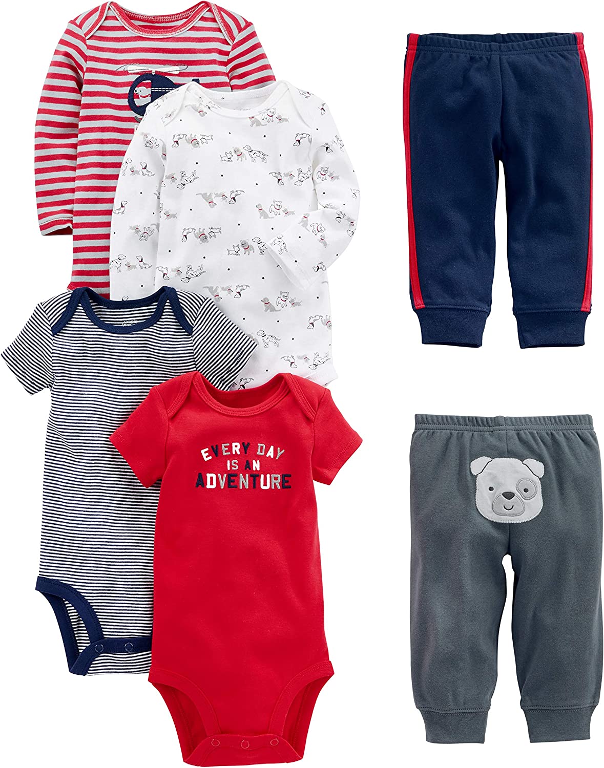 230816074440685_1 Simple Joys by Carter's Baby Boys' 6-Piece Bodysuits (Short and Long Sleeve) and Pants Set - Image 1